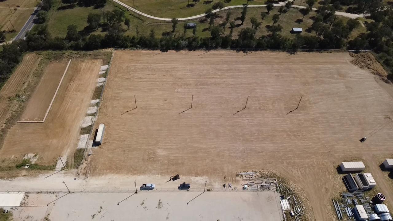 Aerial view of the outdoor storage yard in the Austin area